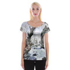 Tree Waterfall Landscape Nature Cap Sleeve Top