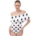 Swiss Cross Pattern Off Shoulder Velour Bodysuit  View1