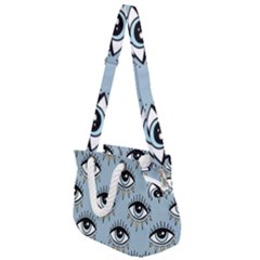 Eyes Pattern Rope Handles Shoulder Strap Bag