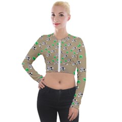 Bunnies Pattern Long Sleeve Cropped Velvet Jacket