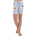 Memphis Pattern With Geometric Shapes Kids  Lightweight Velour Capri Yoga Leggings View1