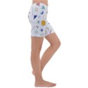 Memphis Pattern With Geometric Shapes Kids  Lightweight Velour Capri Yoga Leggings View3