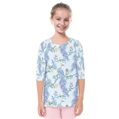 Beautiful Peacock Seamless Pattern Kids  Quarter Sleeve Raglan Tee