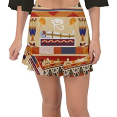 Seamless Ethnic Pattern Fishtail Mini Chiffon Skirt