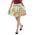 Peacock Flower Seamless Pattern A-Line Pocket Skirt View1