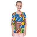 Colorful Geometric Mosaic Background Kids  Quarter Sleeve Raglan Tee View1