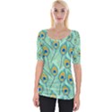 Lovely Peacock Feather Pattern With Flat Design Wide Neckline Tee View1