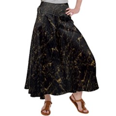 Black Marbled Surface Satin Palazzo Pants