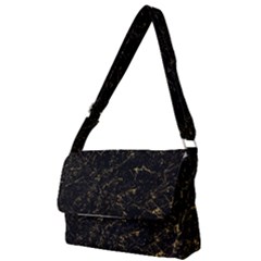 Black Marbled Surface Full Print Messenger Bag