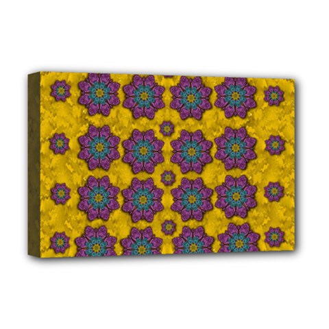 Bohemian Rare  Fantasy Flowers In The Festive Sun Deluxe Canvas 18  X 12  (stretched) by pepitasart