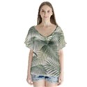 Vector Palm Leaves Pattern  Illustration V-Neck Flutter Sleeve Top View1