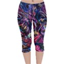 Multicolored Abstract Painting Velvet Capri Leggings  View1