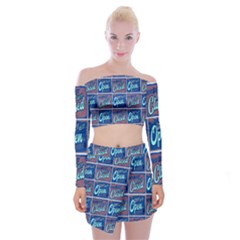 Open-closed-1 Off Shoulder Top With Mini Skirt Set