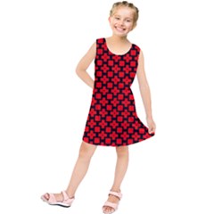 Pattern Red Black Texture Cross Kids  Tunic Dress