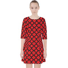 Pattern Red Black Texture Cross Pocket Dress