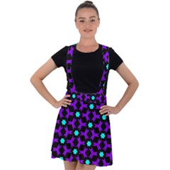 Textured Background Tile Pattern Velvet Suspender Skater Skirt