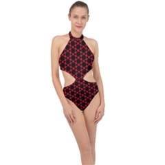 Pattern Seamless Texture Design Halter Side Cut Swimsuit