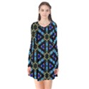 Stained Glass Pattern Church Window Long Sleeve V-neck Flare Dress View1
