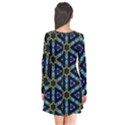 Stained Glass Pattern Church Window Long Sleeve V-neck Flare Dress View2