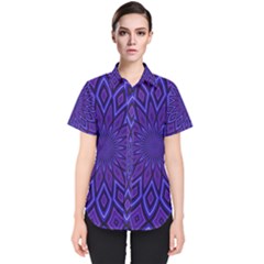 Kaleidoscope Abstract Background Women s Short Sleeve Shirt