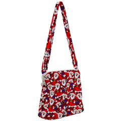 Nicholas Santa Christmas Pattern Zipper Messenger Bag by Simbadda