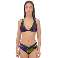Data City Large Fiction Digital Double Strap Halter Bikini Set