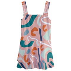 Organic Forms And Lines Seamless Pattern Kids  Layered Skirt Swimsuit