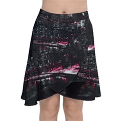 New York City Night Chiffon Wrap Front Skirt