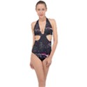 New York City Night Halter Front Plunge Swimsuit View1