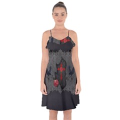 The Crows With Cross Ruffle Detail Chiffon Dress