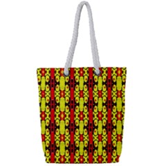 Red Black Yellow-9 Full Print Rope Handle Tote (small) by ArtworkByPatrick
