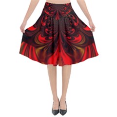 Digital Arts Fractals Futuristic Flared Midi Skirt