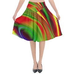 Artwork Digital Art Fractal Colors Flared Midi Skirt