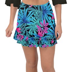 Leaves Picture Tropical Plant Fishtail Mini Chiffon Skirt