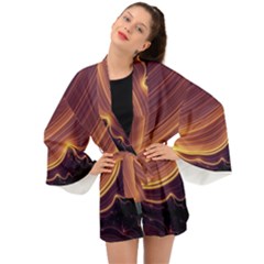 Lines Stripes Background Abstract Long Sleeve Kimono