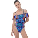 Abstract 17 Frill Detail One Piece Swimsuit View1