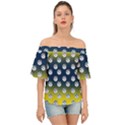 English Breakfast Yellow Pattern Blue Ombre Off Shoulder Short Sleeve Top View1