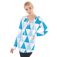 Abstract Modern Background Blue Tie Up Tee