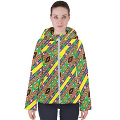 Diagonal Stripes                                           Women s Hooded Puffer Jacket