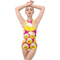 Pop Art Tennis Balls Cross Front Low Back Swimsuit View1