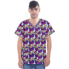 Thursday Pattern  Blue Men s V-neck Scrub Top