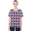 Thursday Pattern  Blue V-Neck Dolman Drape Top View1