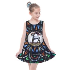 Spain Catalonia Montserrat Church  Stained Glass Kids  Summer Dress