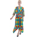 Pop Art  Quarter Sleeve Wrap Front Maxi Dress View1