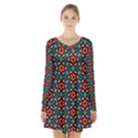 Pattern  Long Sleeve Velvet V-neck Dress View1