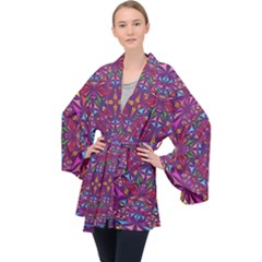 Kaleidoscope  Long Sleeve Velvet Kimono  by Sobalvarro