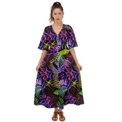 Leaves  Kimono Sleeve Boho Dress