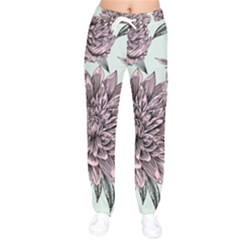 Flowers Women Velvet Drawstring Pants