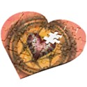 Awesome Heart On A Pentagram With Skulls Wooden Puzzle Heart View2