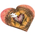 Awesome Heart On A Pentagram With Skulls Wooden Puzzle Heart View3